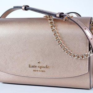 NWT Kate Spade Metallic Saffiano Carson Purse Rose Gold Leather Cross Body Bag